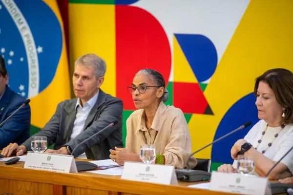 Coletiva de imprensa no Planato em que foram anunciados os vetos. Foto - Henrique Raynal / Casa Civil